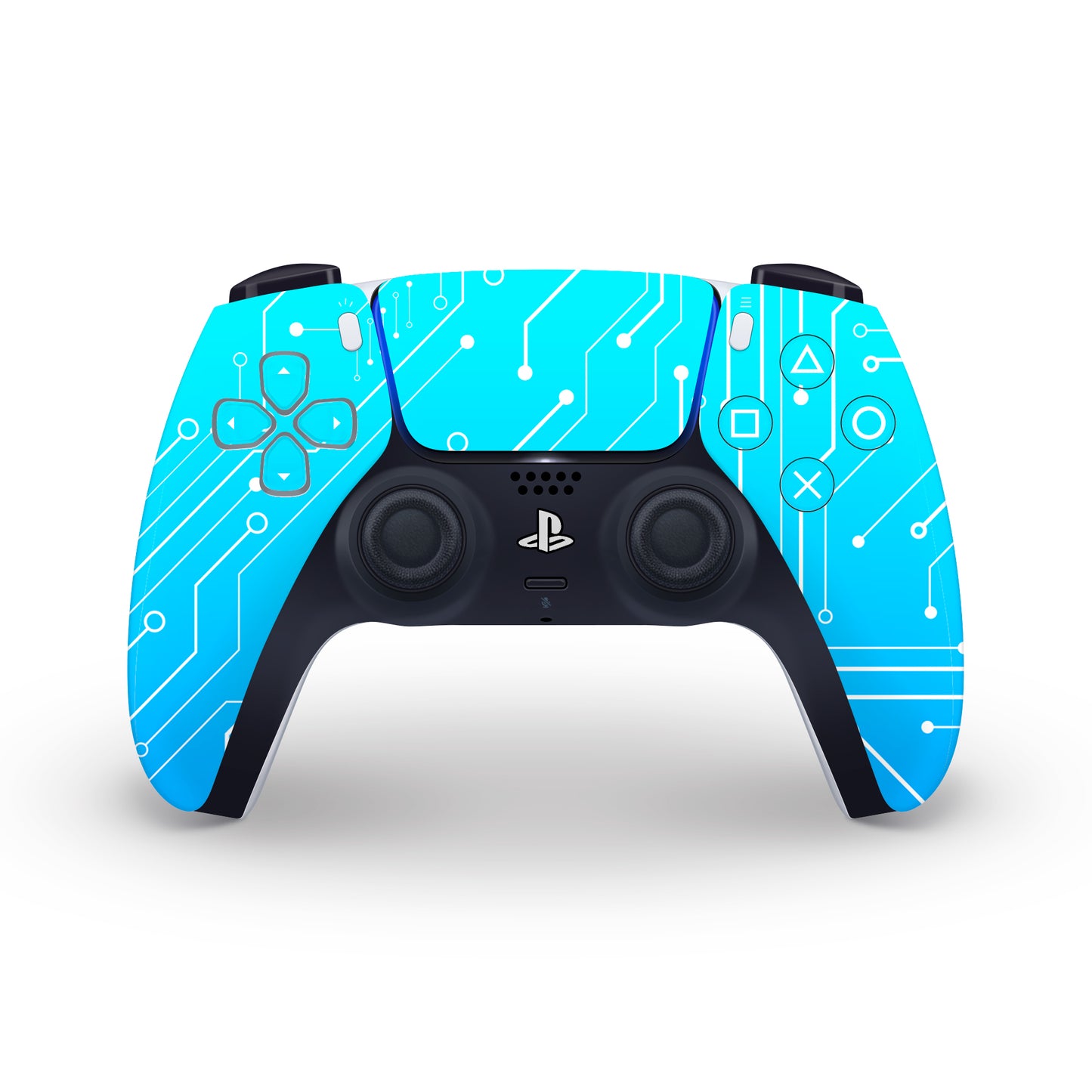 blue cybernetic ps5 controller skin