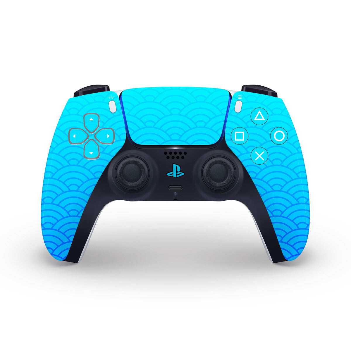 blue seigaiha waves ps5 controller decal skin