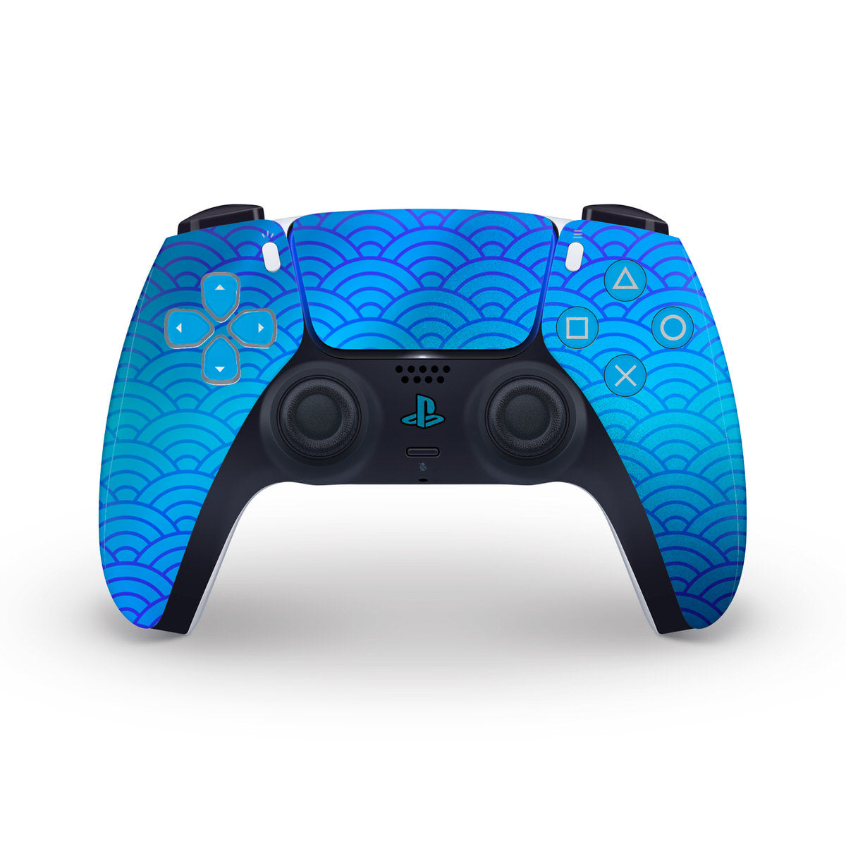 cobalt seigaiha waves ps5 controller wrap skin