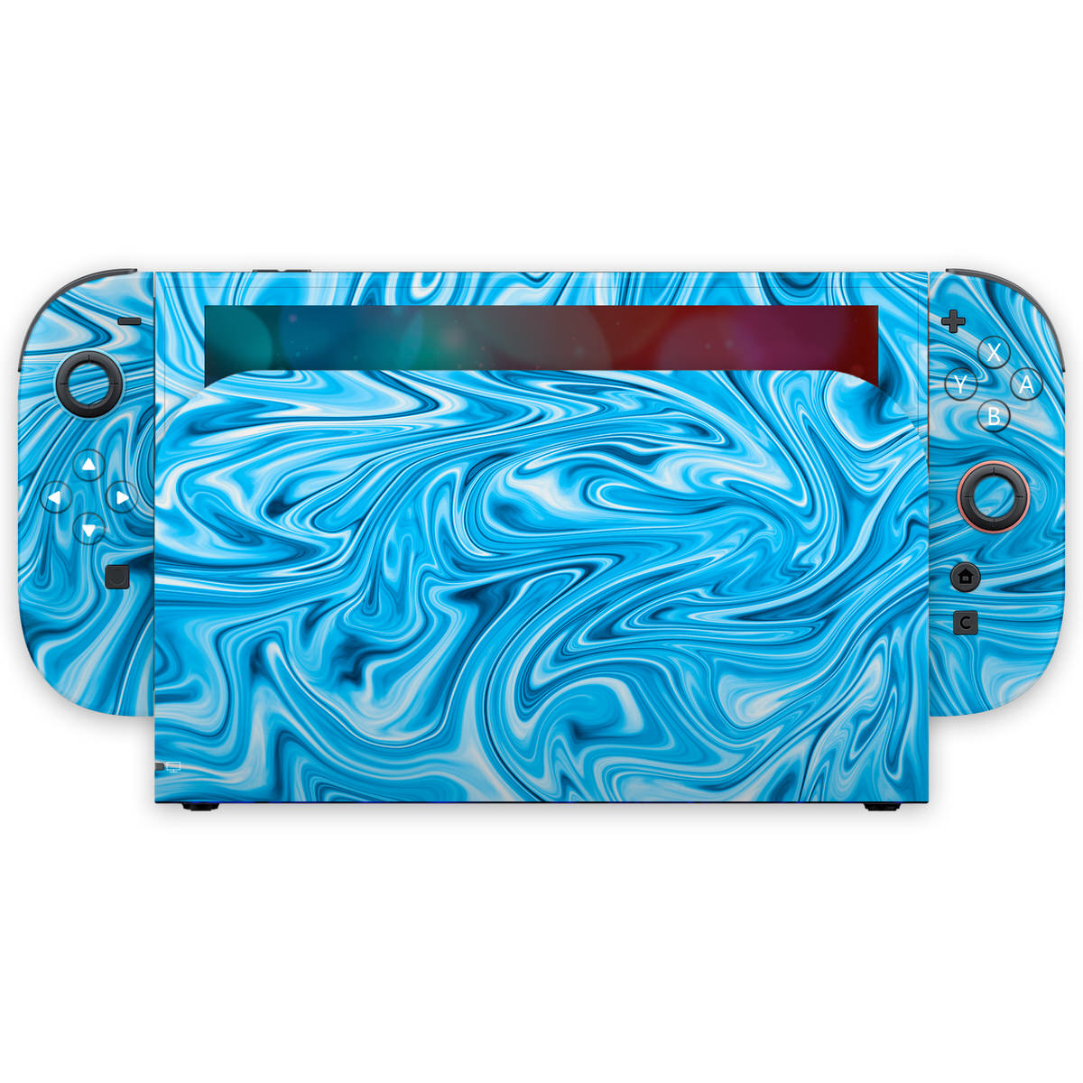 cyan liquid marble nintendo switch 2 skin