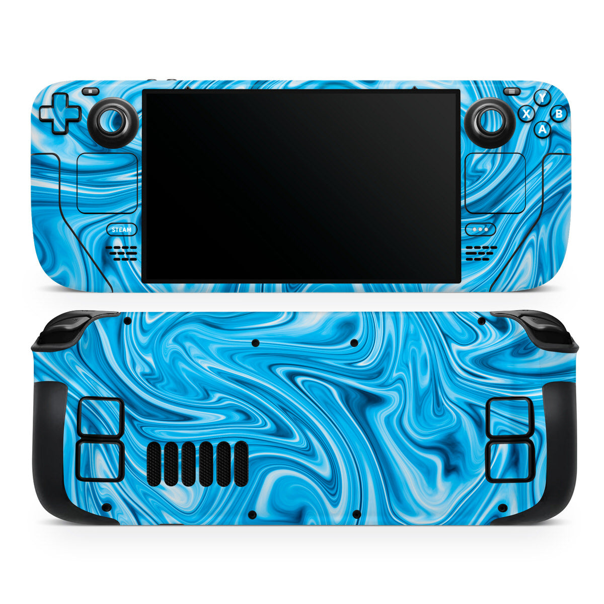 cyan liquid marble steam deck oled skin
