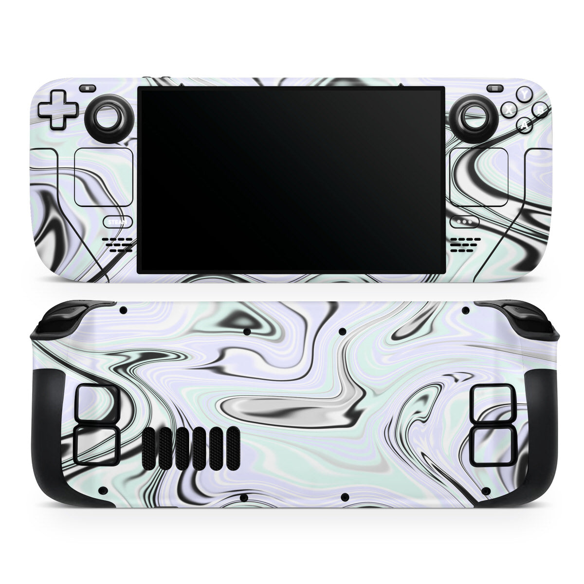 ghostly liquid marble steam deck oled skin