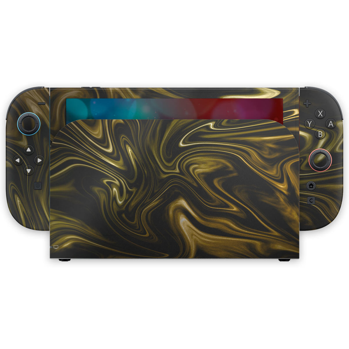 gold liquid marble nintendo switch 2 skin