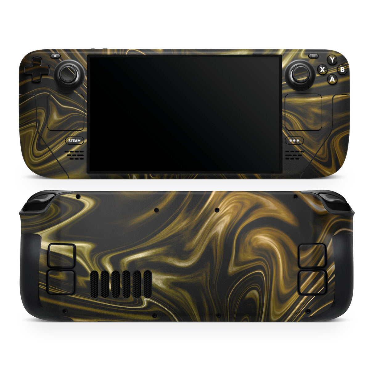 gold liquid marble steam deck oled skin