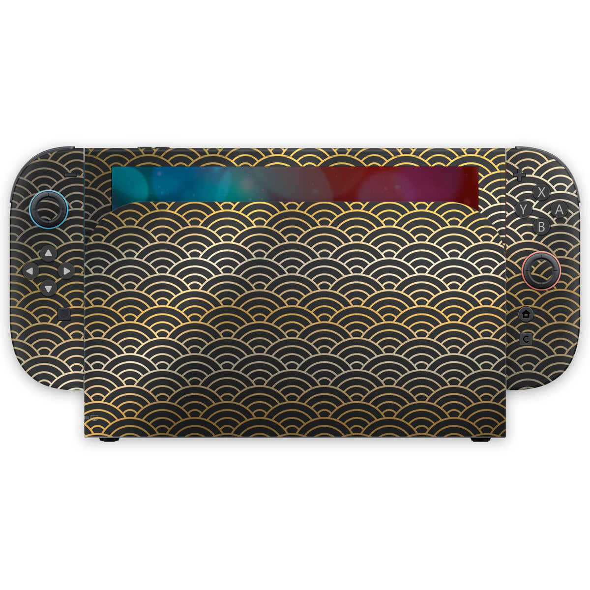 gold seigaiha waves nintendo switch 2 skin