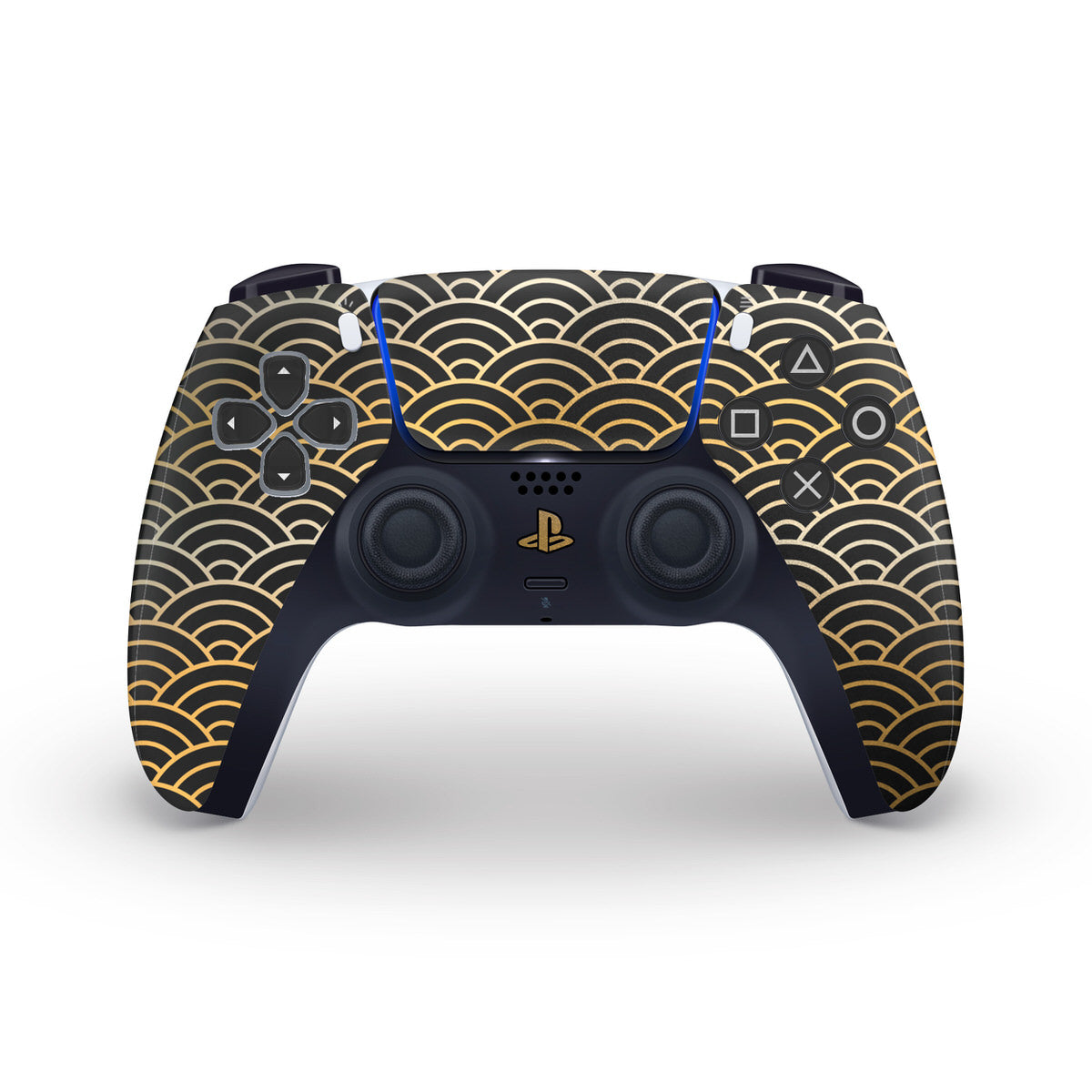 gold seigaiha waves ps5 controller skin