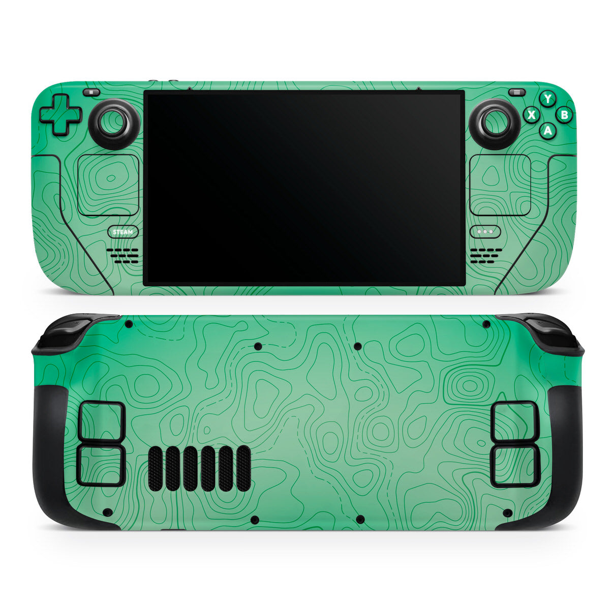green toporaphic steam deck oled skin