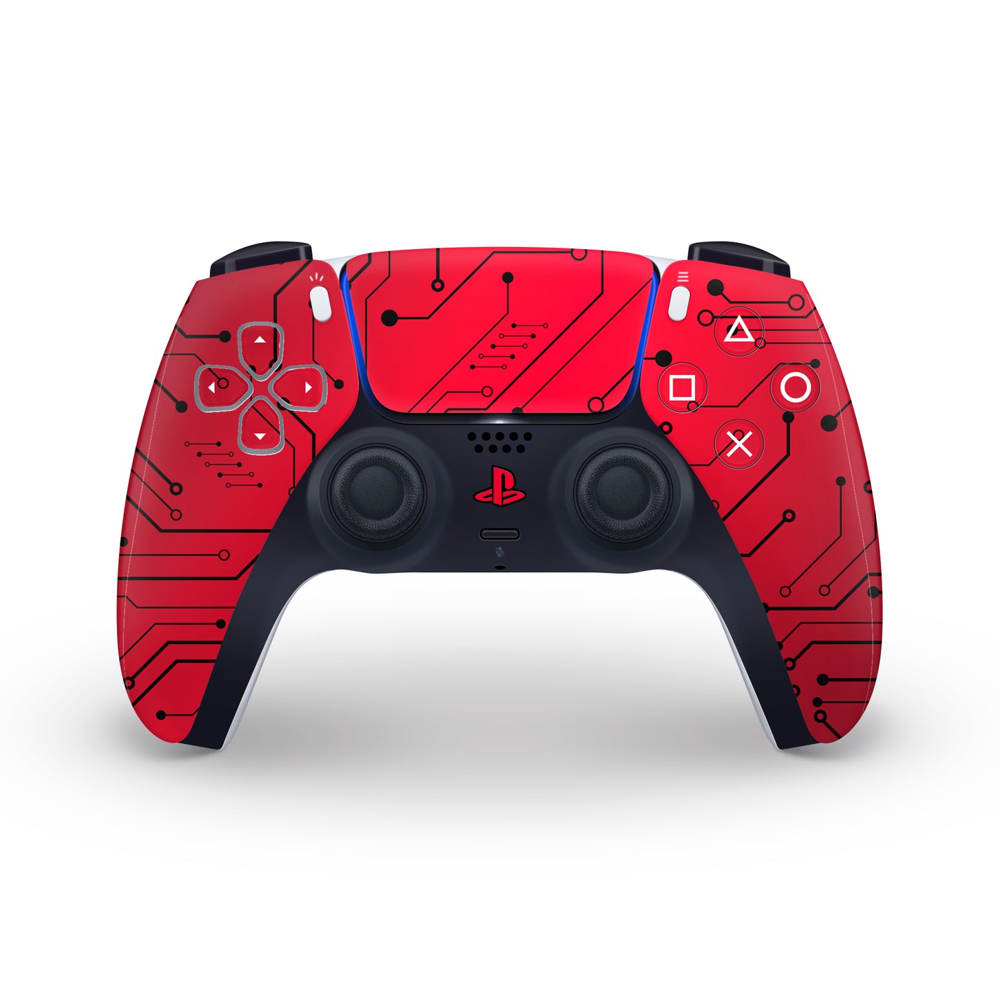 red cybernetic ps5 controller skin