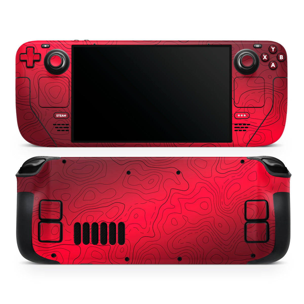 red topographic steam deck oled skin