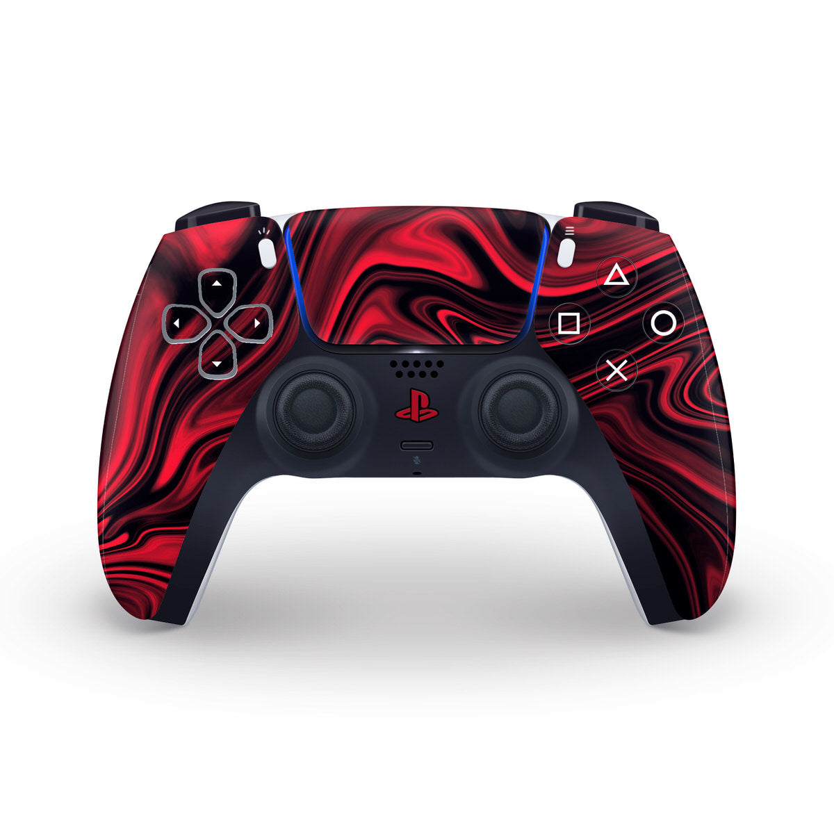red & black liquid marble ps5 controller skin