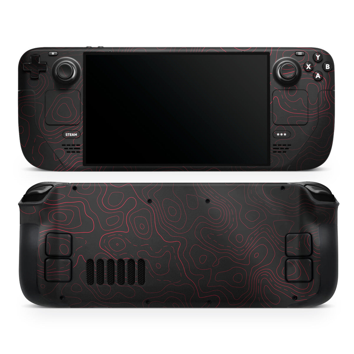 ruby topographic steam deck oled skin