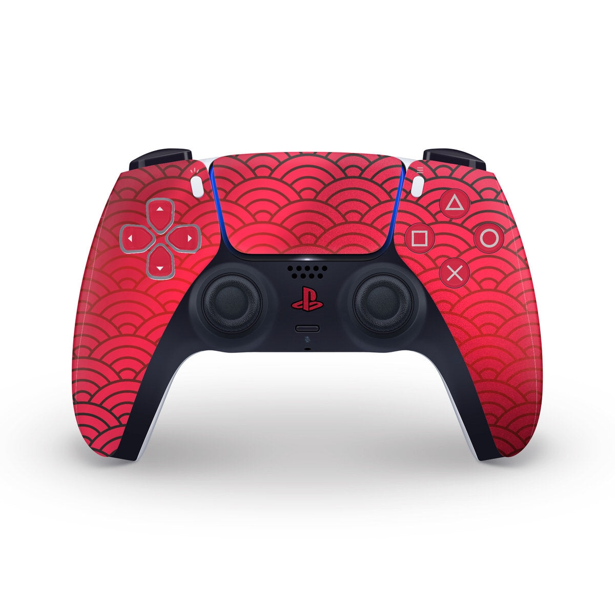 scarlet seigaiha waves metallic ps5 controller skin