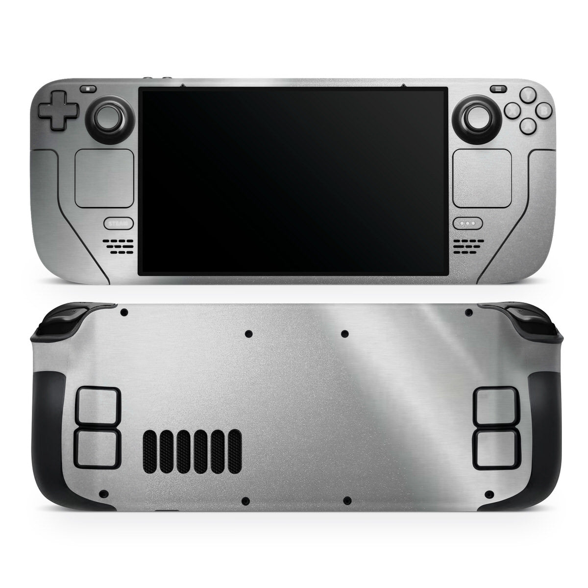 silver steel steam deck oled skin