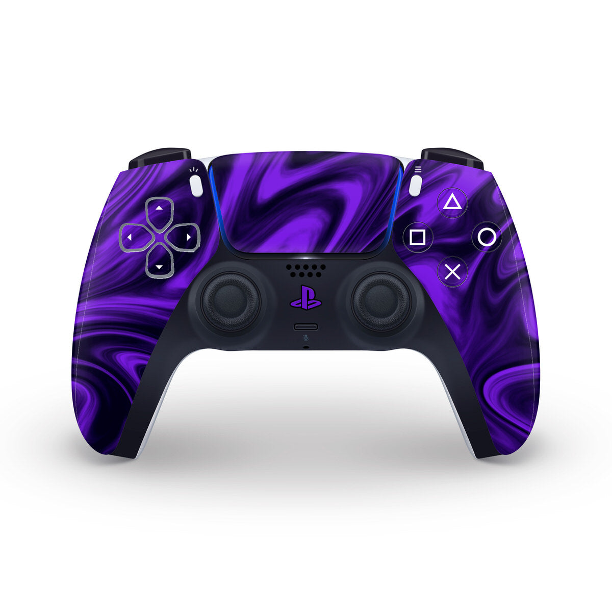 purple & black liquid marble ps5 controller skin