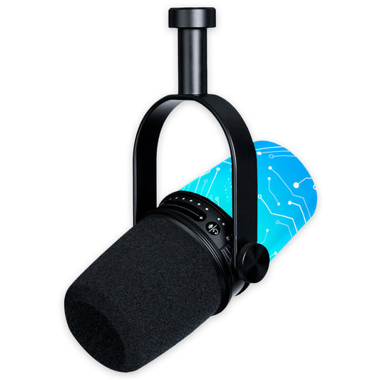 blue cybernetic shure mv7 microphone decal cover skin