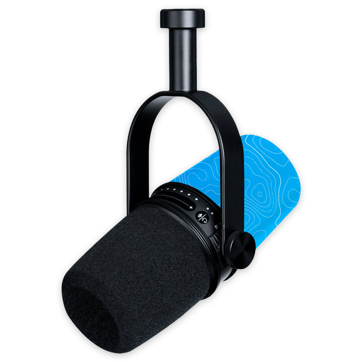 blue topographic shure mv7 microphone skin