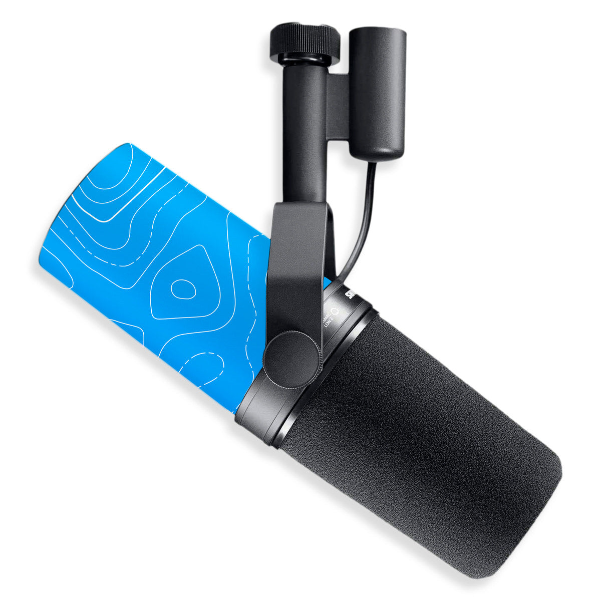 blue topographic shure sm7b microphone skin