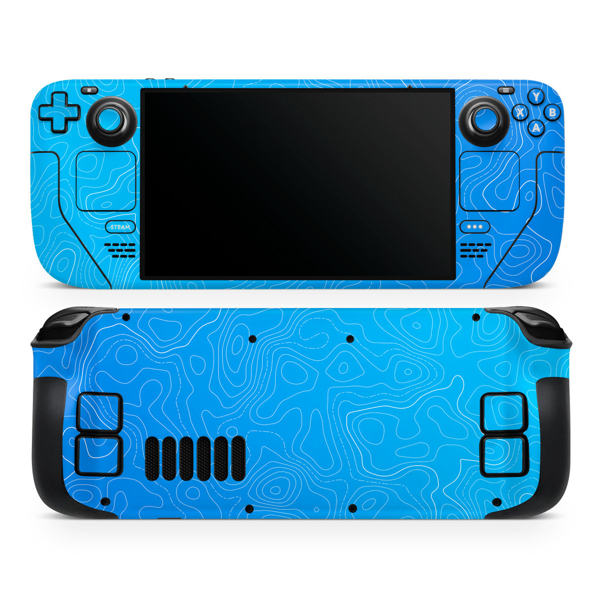 blue topographic steam deck oled skin