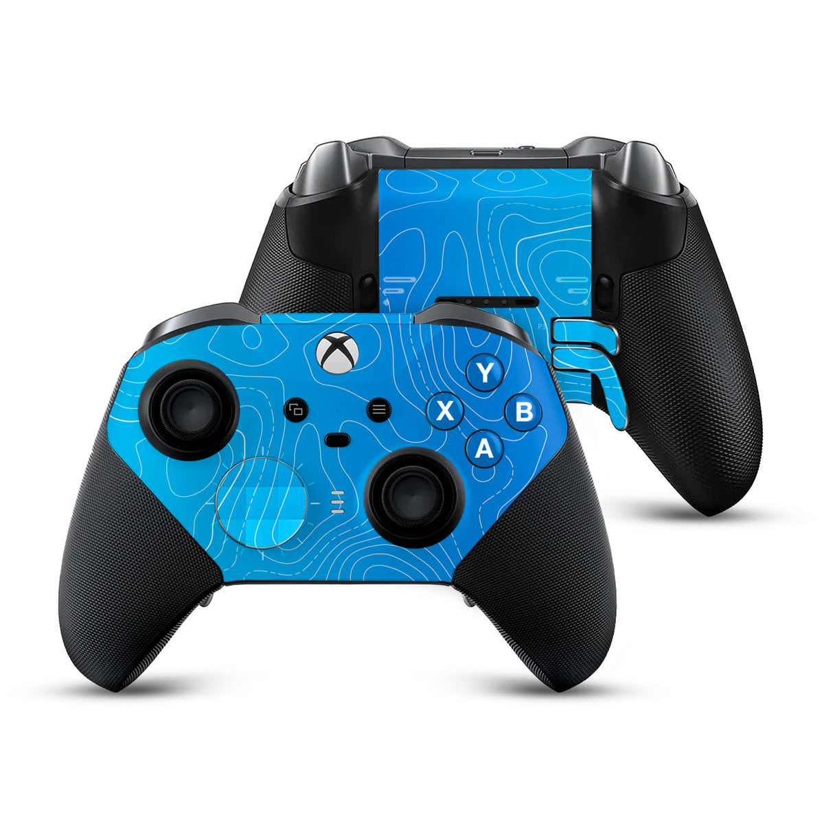 blue topographic xbox elite controller series 2 skin