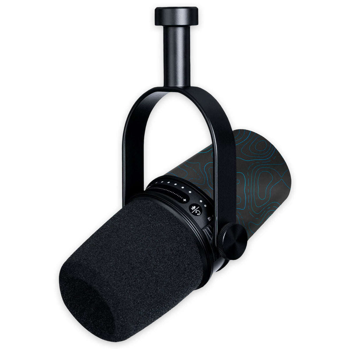 cobalt topographic shure mv7+ microphone skin