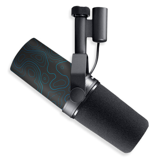 cobalt topographic shure sm7b microphone skin wrap