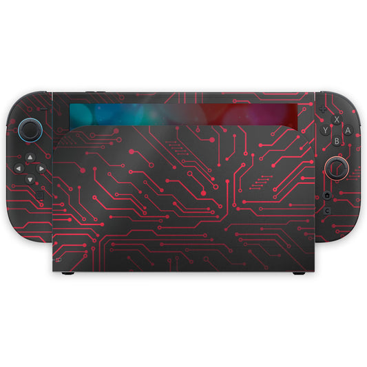 crimson cybernetic red circuit nintendo switch 2 skin