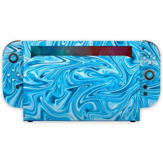 cyan liquid marble nintendo switch 2 skin