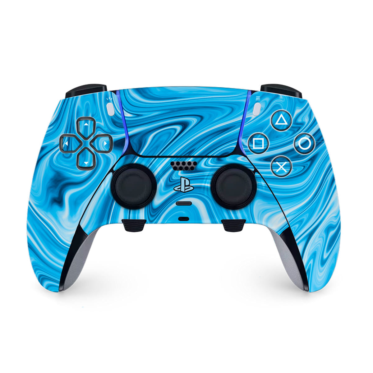 Cyan Liquid Marble PS5 DualSense Edge Controller Skin – GhostlyGuard