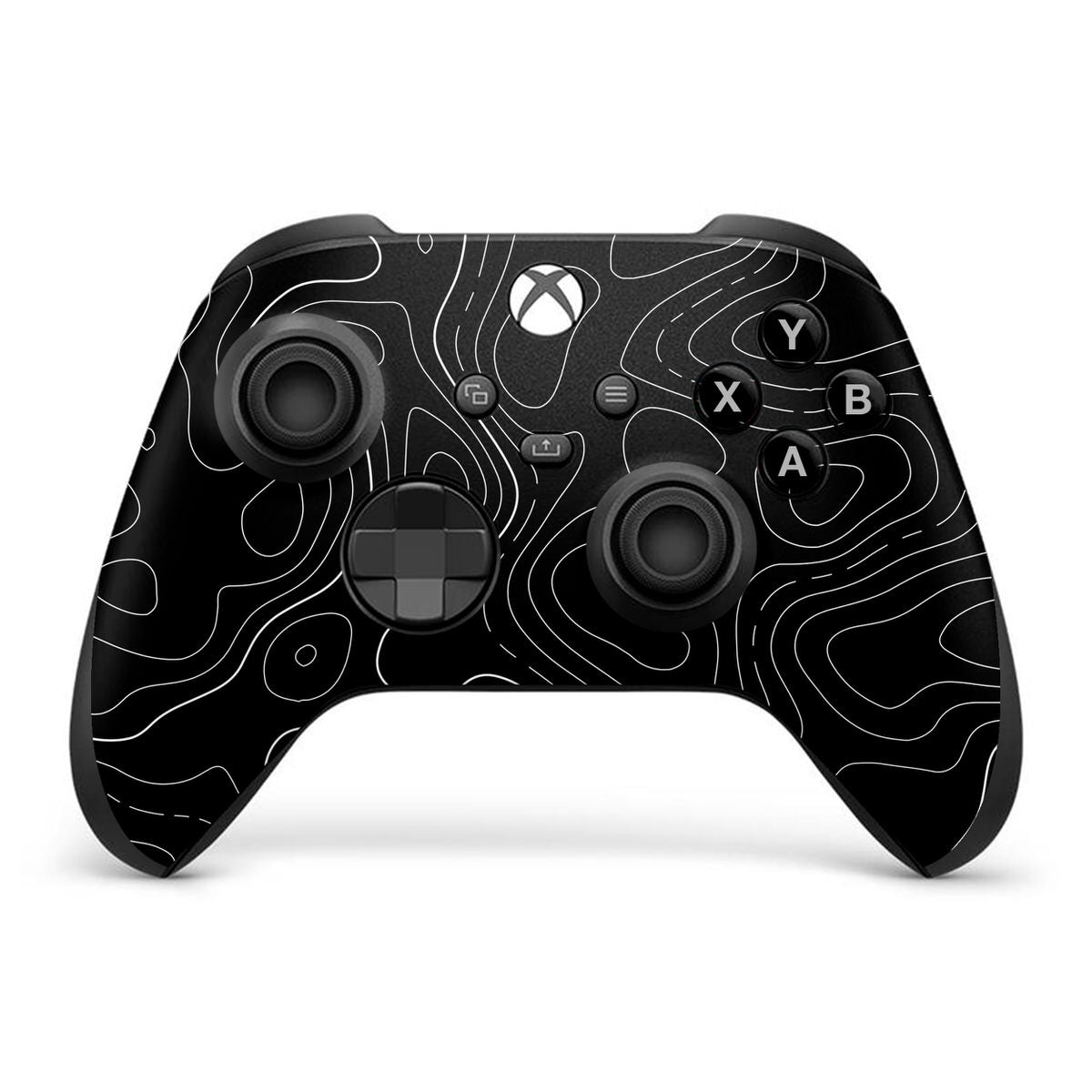 black & white topographic xbox series x controller skin