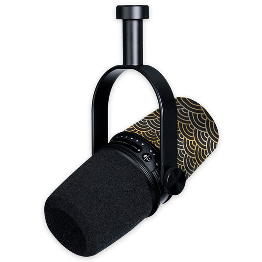 gold seigaiha waves shure mv7 microphone skin