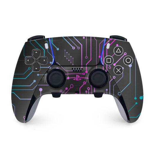 neon cybernetic ps5 dualsense edge controller skin