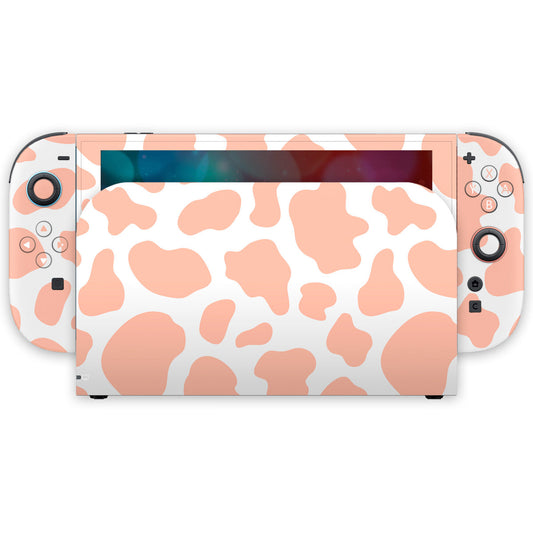 peach moo moo nintendo switch 2 cow print skin