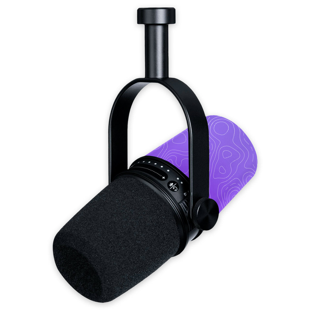 purple topographic shure mv7 microphone skin