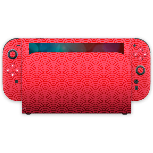 red seigaiha waves nintendo switch 2 skin