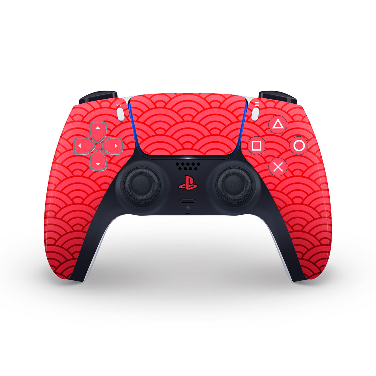 red seigaiha waves ps5 controller skin