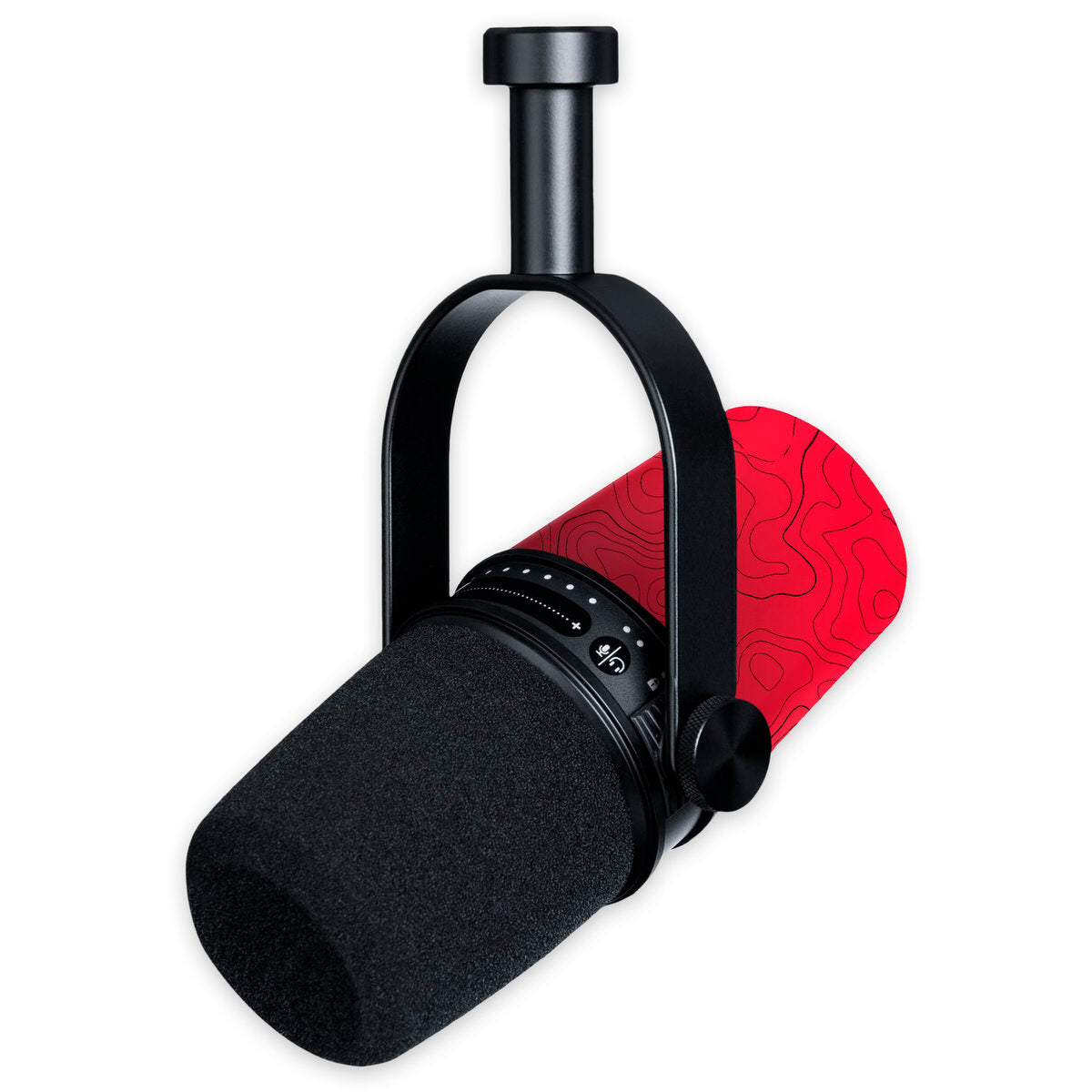red topographic shure mv7 microphone skin