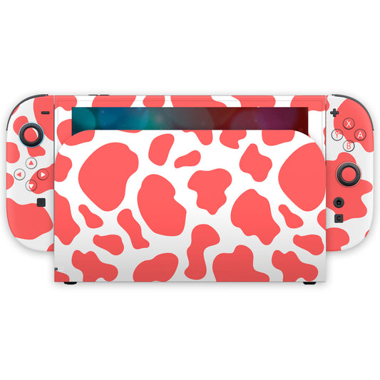strawberry moo moo nintendo switch 2 red cow print skin