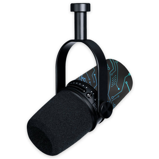teal cybernetic shure mv7 microphone skin