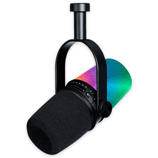 titanium seigaiha waves shure mv7 microphone skin