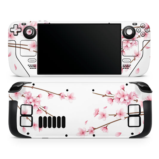 white cherry blossom valve steam deck decal skin